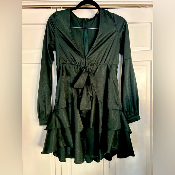 Formal Emerald Ruffle Romper - Picture 1 of 8